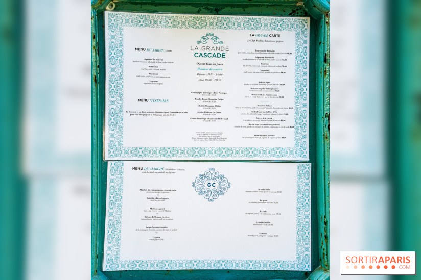 Grande Cascade restaurant 16e - Bois de Boulogne - carte - menu