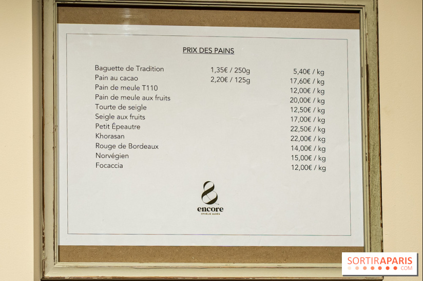 Encore -boulangerie pâtisserie d’Ophélie Barès - prix - tarifs