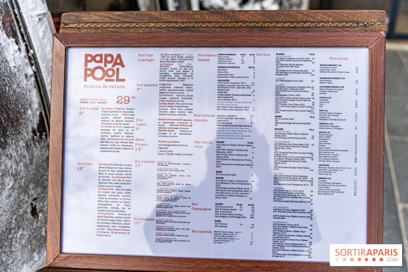 Papa Pool, le restaurant d'Arnaud Delvenne et Stéphane Rotenberg à Clamart - menu - carte
