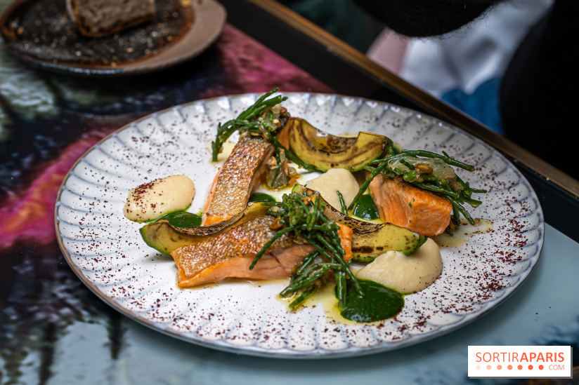 Rivages restaurant du Scribe par Martin Simolka -  truite rose de baigorri - gremolata de salicorne - avocat brulé