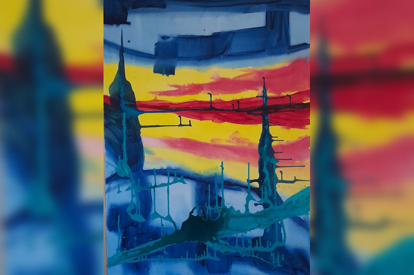 Jacqueline Poitevin vous invite dans son univers à travers  - Puentes  96x128  peinture acrylique sur toile 2021