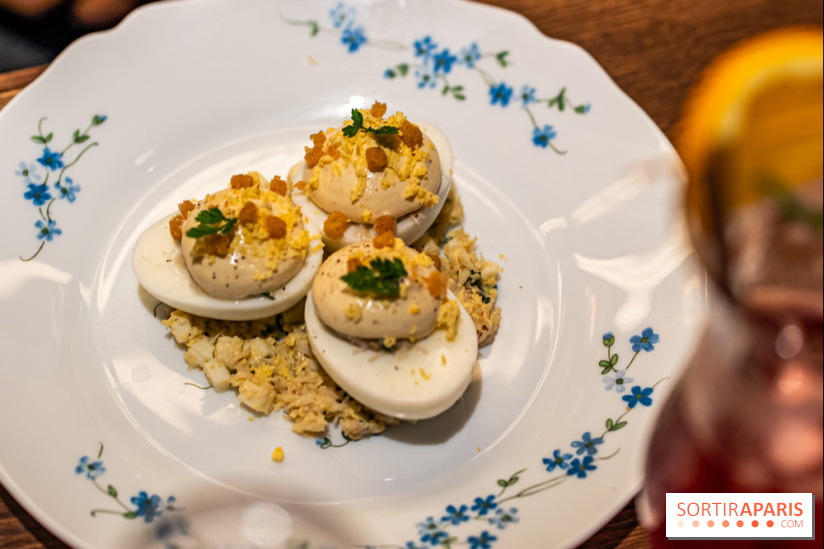 Bistrot Podium, le restaurant festif avec la carte de Glenn Viel -  L'oeuf mimosa au tourteau