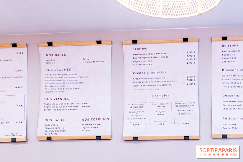 Maison Ambre Paris - restaurant, salon de thé et pâtisserie marocain  -  carte - menu