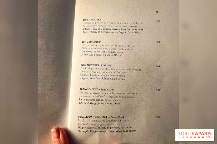 Céleste, le bar éphémère du Cheval Blanc Paris en plein ciel de Paris - carte - menu