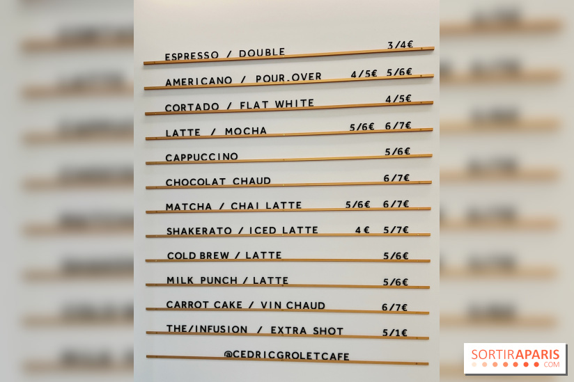 Cédric Grolet Café - Carte boissons chaudes