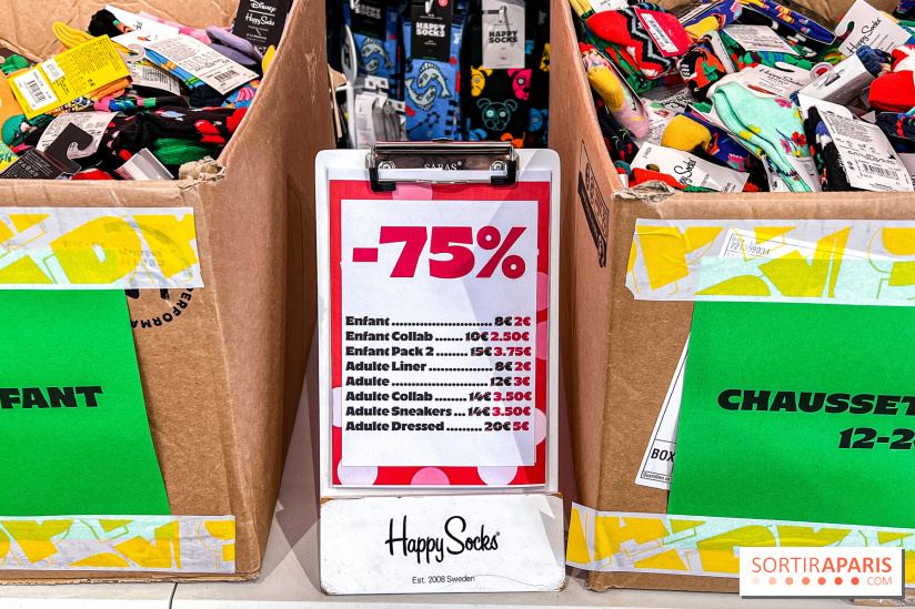 Destockage de chaussettes Happy Socks, adultes et enfants, à Paris
