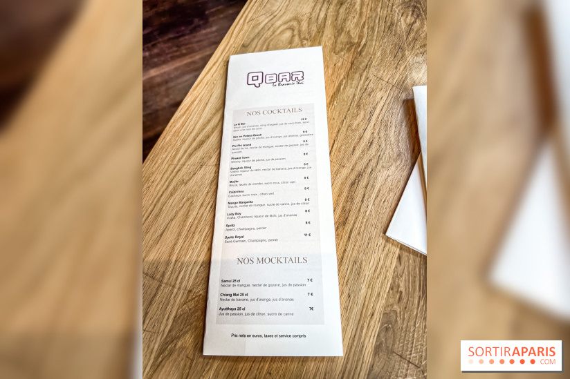 Q Bar, le bistrot et restaurant Thaïlandais à Paris - carte - menu