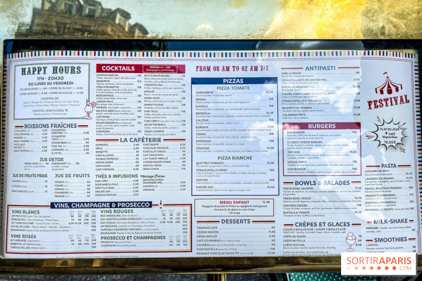 Festival, le café-restaurant rue Étienne Marcel  - carte - menu