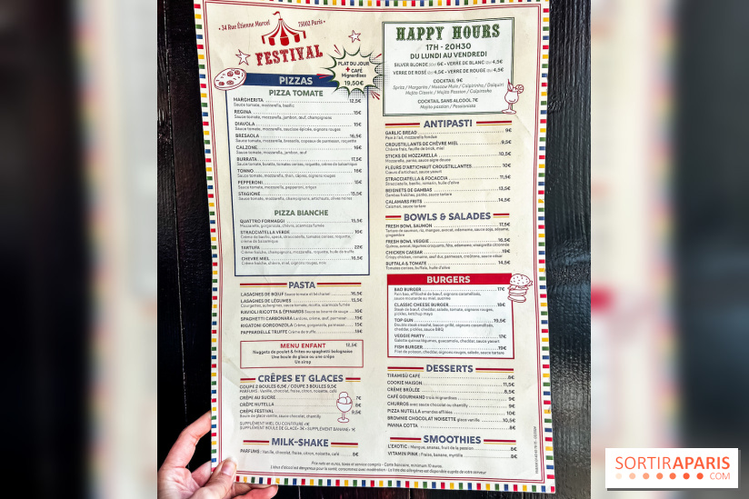 Festival, le café-restaurant rue Étienne Marcel  - carte - menu