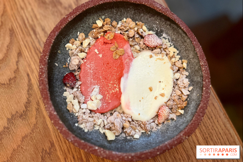 ChoCho - Dessert sorbet fraise, glace fior di latte