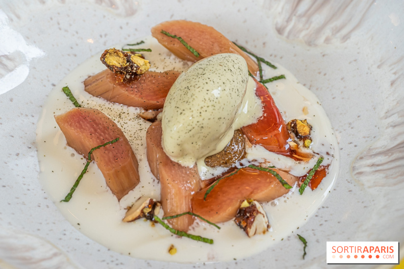 Belle Maison, Bistrot iodé, restaurant de poissons et fruits de mer Paris 9 - rhubarbe pochée glace mentholée