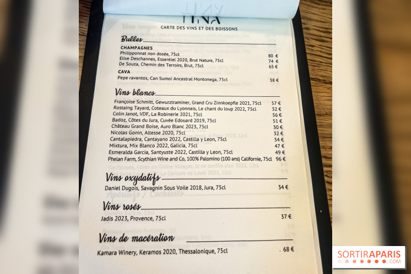 Tina restaurant - bar à Tapas Paris 6  - carte - menu