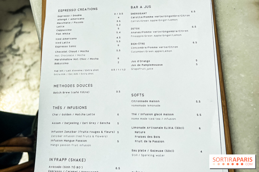 Inform Café, le coffee shop brunch sur fond de monument historique au Citéco - carte des boissons - menu