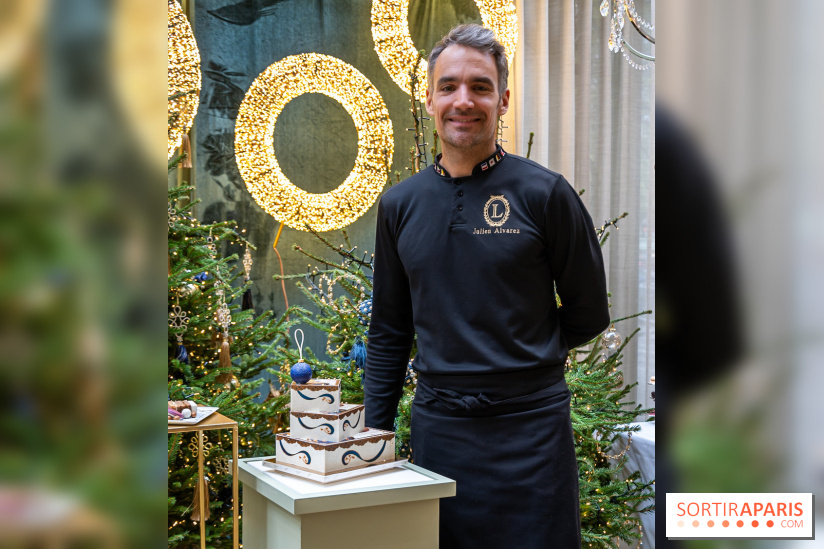La bûche coffrets de Noël en trompe l'œil de Ladurée 2024 par Julien Alvarez et les créations de fête