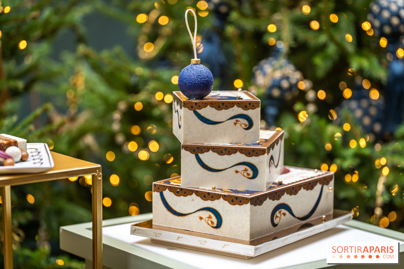 La bûche coffrets de Noël en trompe l'œil de Ladurée 2024 par Julien Alvarez et les créations de fête
