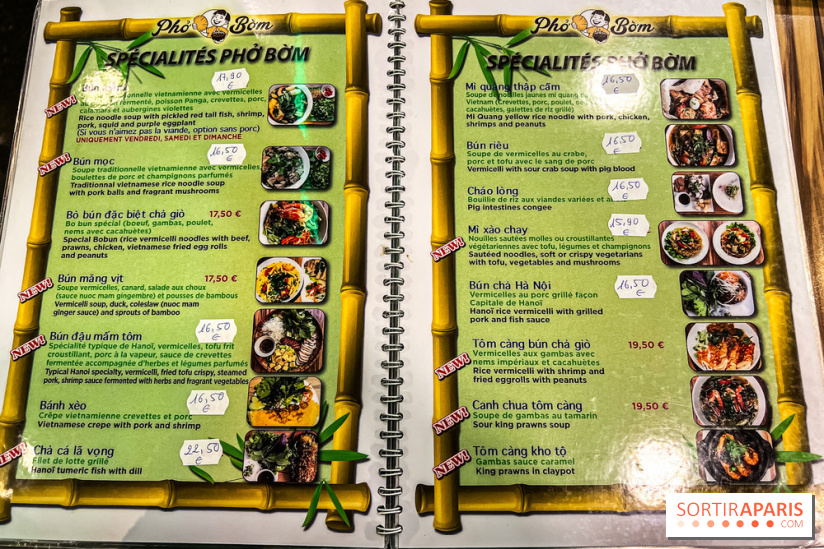 Pho Bom, le restaurant vietnamien, temple du pho et des nouilles Paris 13e - carte - menu - tarifs - prix