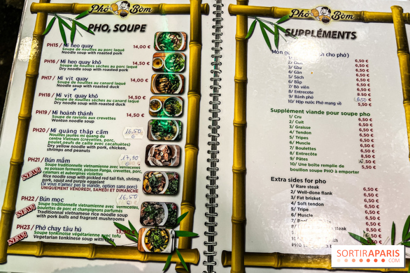 Pho Bom, le restaurant vietnamien, temple du pho et des nouilles Paris 13e - carte - menu - tarifs - prix