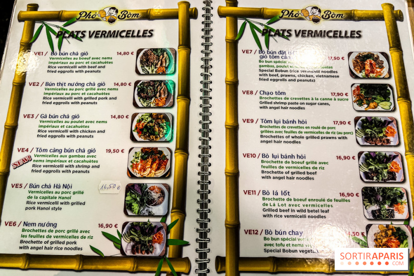Pho Bom, le restaurant vietnamien, temple du pho et des nouilles Paris 13e - carte - menu - tarifs - prix
