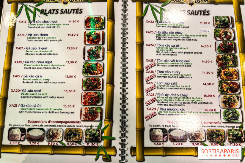 Pho Bom, le restaurant vietnamien, temple du pho et des nouilles Paris 13e - carte - menu - tarifs - prix