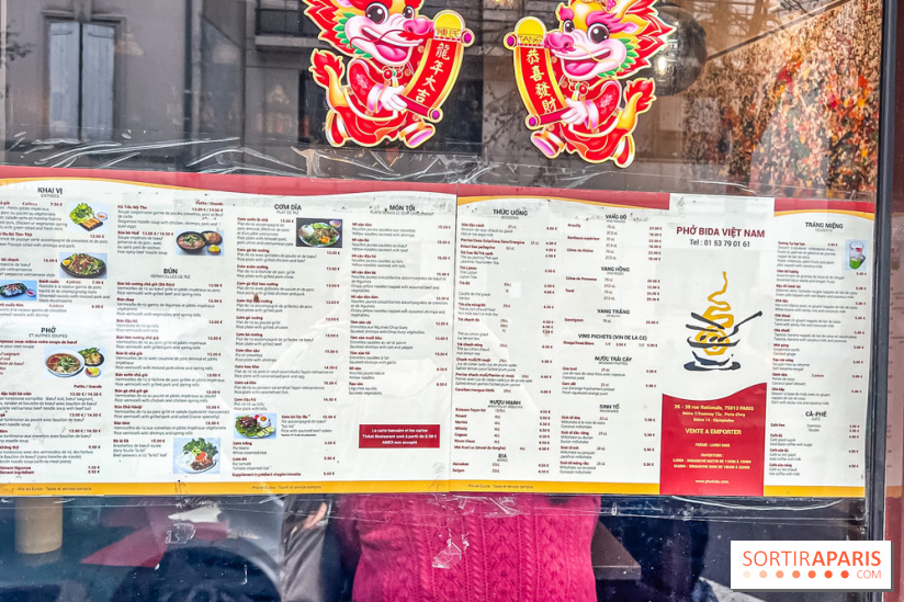 Pho Bida, le restaurant vietnamien  - carte-menu