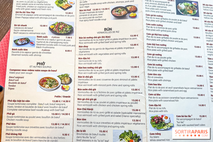 Pho Bida, le restaurant vietnamien  - carte-menu