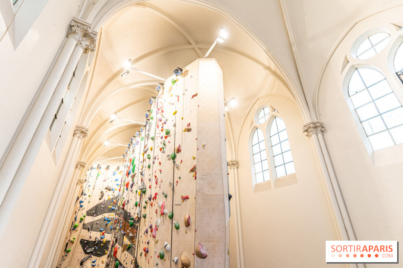 Climbing District Sèvres-Lecourbe, la salle d'escalade dans l'ancienne église Sainte-Rita dans le 15e -  A7C2063