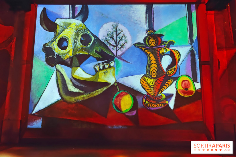 Picasso à l'Atelier des Lumières - Taureau Crâne, Fruit, Pichet, 1939, © Cleveland Museum of Art / © Succession Picasso/DACS, London 2025 / Bridgeman Images