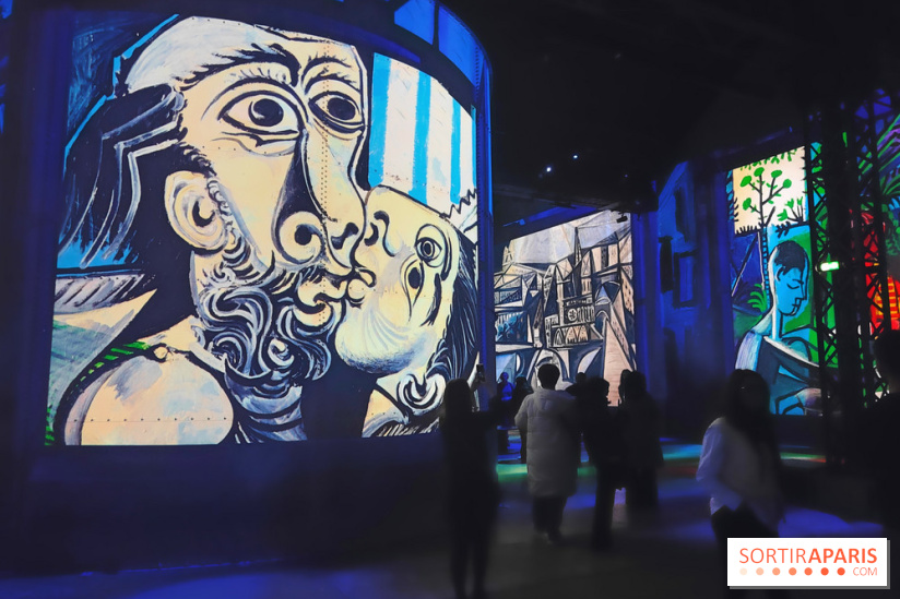 Picasso à l'Atelier des Lumières - Le Baiser, 1969, © Succession Picasso 2024; © RMN-Grand Palais (Musée national Picasso-Paris) / Adrien Didierjean