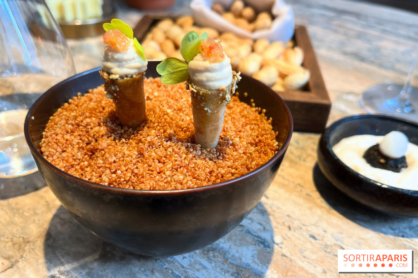 Restaurant Alan Geaam - Houmous, citron caviar, praliné graine de courge