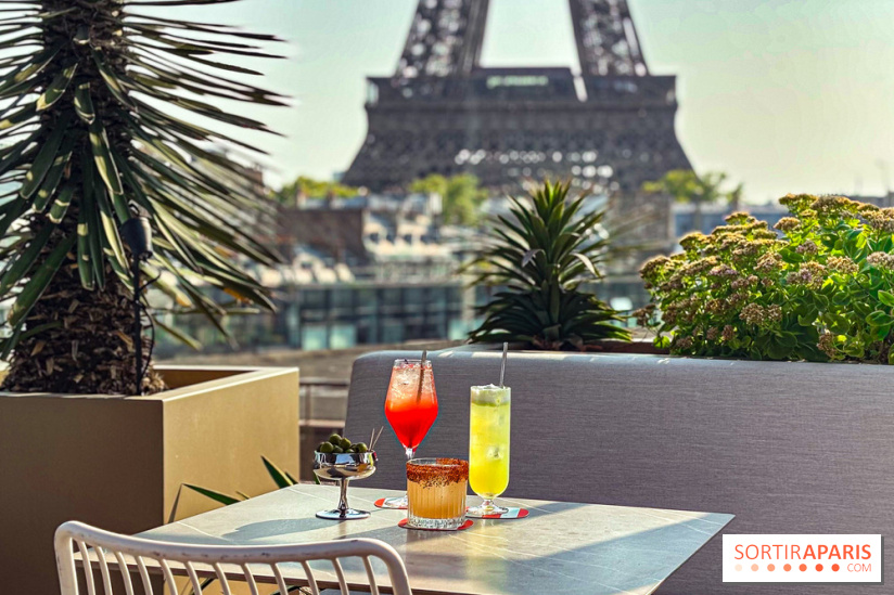 Bar Les Ombres : cocktails & tapas sur le rooftop du Musée du Quai Branly avec vue sur la tour Eiffel