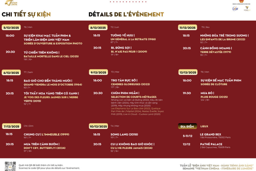 Cinéma vietnamien à Paris : 50 ans de lumière et de création au Grand Rex - programme