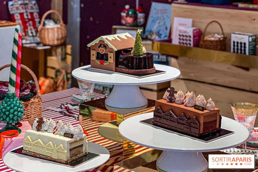 Bûches de Noël 2025 de La Grande Epicerie de Paris : trois gâteaux dans l'esprit des marchés de Noël