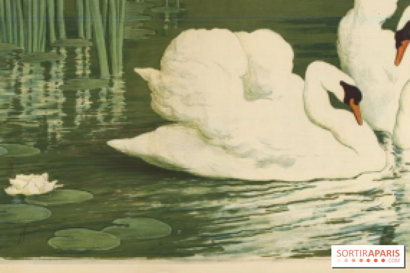 Les Cygnes, Alfredo Müller, 1903 Frise - 52,5 x 148 cm