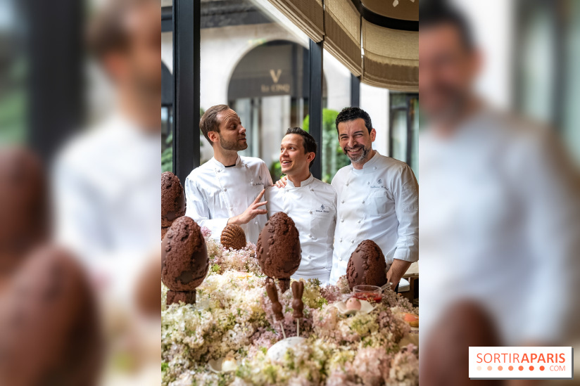 L'Oeuf de Pâques floral du George V Paris 2026 par Michael Bartocetti - les photos  - chefs - Michael Bartocetti, William Renaud, Guillaume Cabrol