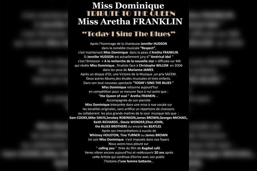Miss Dominique en concert à Paris : hommages à Aretha Franklin et Ella Fitzgerald - Pitch  Aretha 11  Verso 