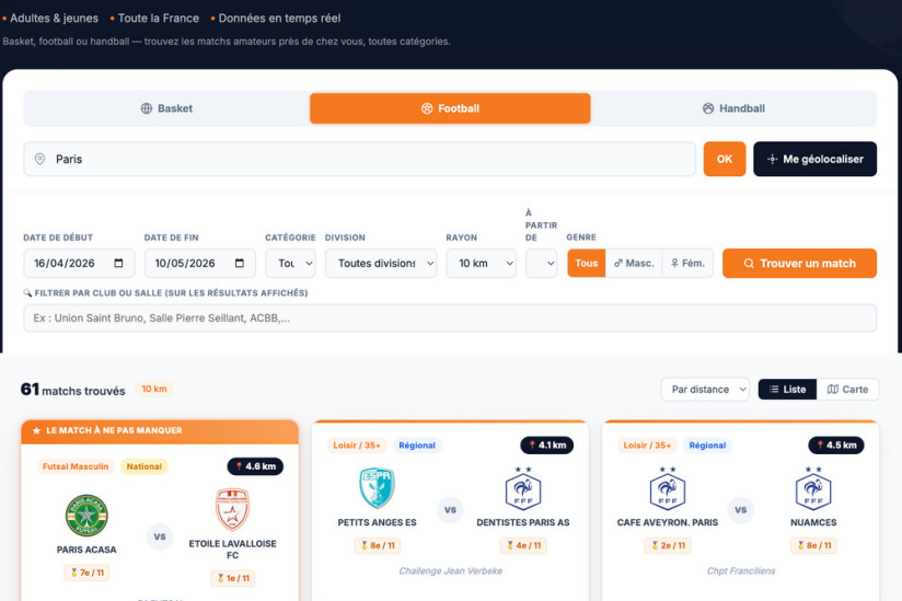 Autour du Terrain - Autour du terrain — Trouvez un match de sport amateur près de chez vous 04 20 2026 09 14 AM