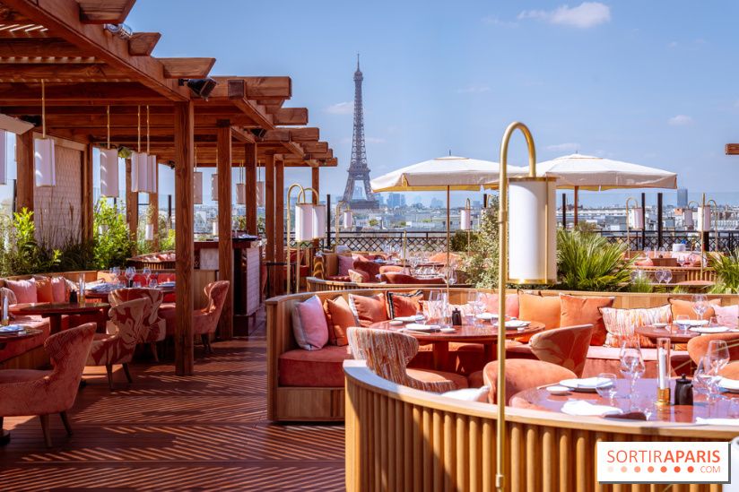 La terrasse en rooftop du Kinugawa à l'hôtel Sax Paris 7e