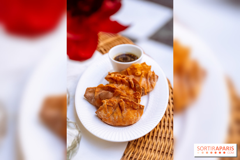 La terrasse jardin du Sax Hotel avec piscine - gyozas homard