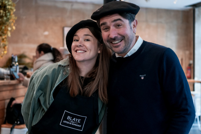 Blaye au Comptoir : Karine Cailleaux, Directrice du Syndicat viticole des vins de Blaye et Nicolas Carreau, Président du Syndicat viticole des vins de Blaye et vigneron.