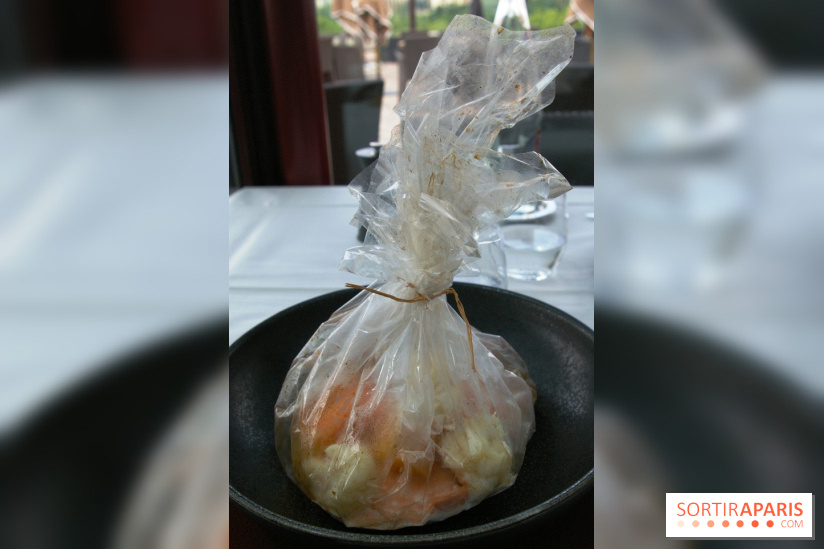 Goujonnettes de saumon en papillote, sauce amandes et parlinées