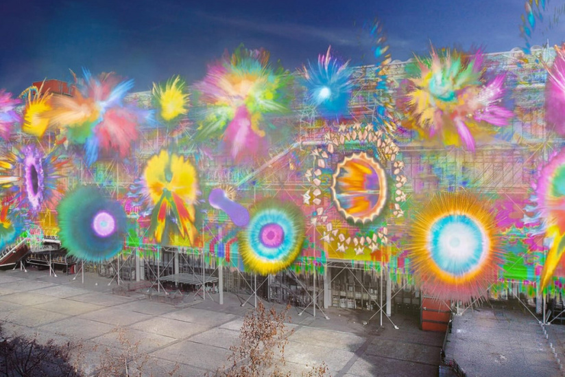 Le Centre Pompidou spectacle pyrotechnique XXL de l’artiste chinois Cai Guo-Qiang