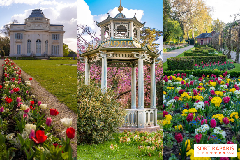 Le Parc de Bagatelle au printemps qui dévoile ses cerisiers, tulipes et jonquilles