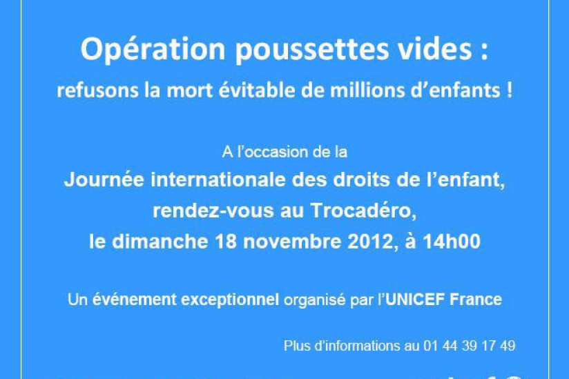 Rassemblement au Trocadéro pour les droits de l'enfant : Opération Poussette vides