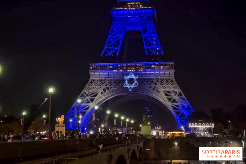 La Tour Eiffel, illuminée aux couleurs d'Israel, en soutien aux victimes