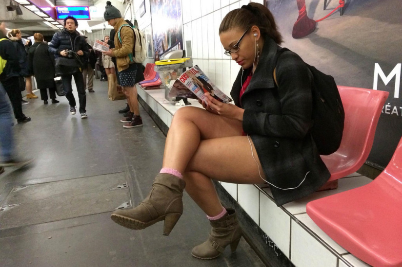 No Pants Subway Ride Paris 2014