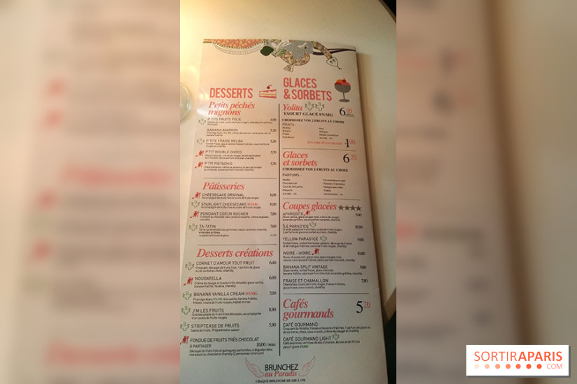 Le Paradis du fruit : nouvelle carte