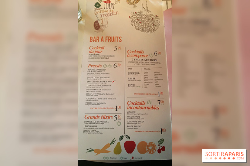 Le Paradis du fruit : nouvelle carte