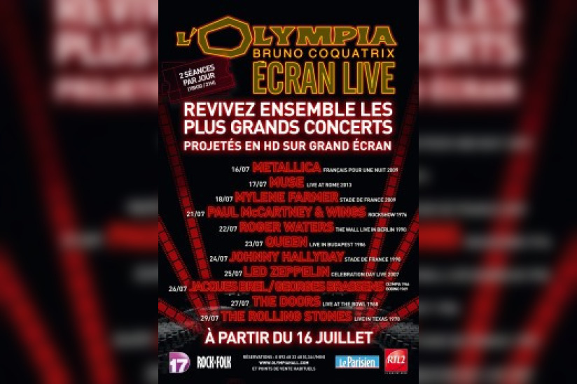 Olympia Écran live : retransmission de concerts de légende sur grand écran