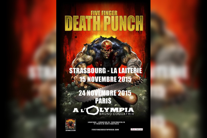 Five Finger Death Punch en concert à l’Olympia de Paris en novembre 2015