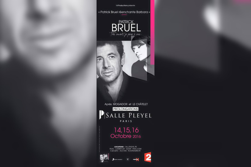 Patrick Bruel en concerts à La Salle Pleyel de Paris en octobre 2016